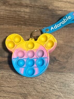 Pop It Coin Purse Keychain Wallet Mickey Mouse Shape Sensory Fidget Cute Pastel